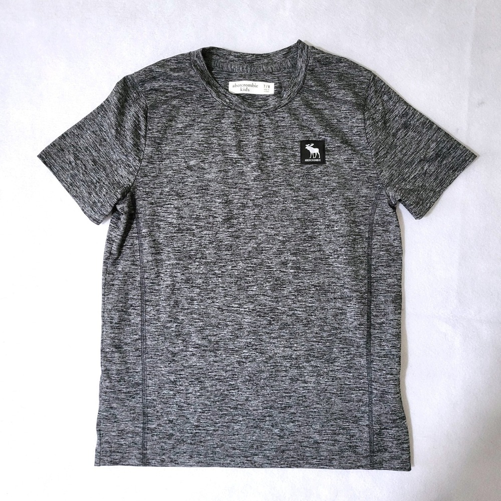 Abercrombie Kids Moose T Shirt Space Dye Gray Boys 7 8 Short Sleeve Performance